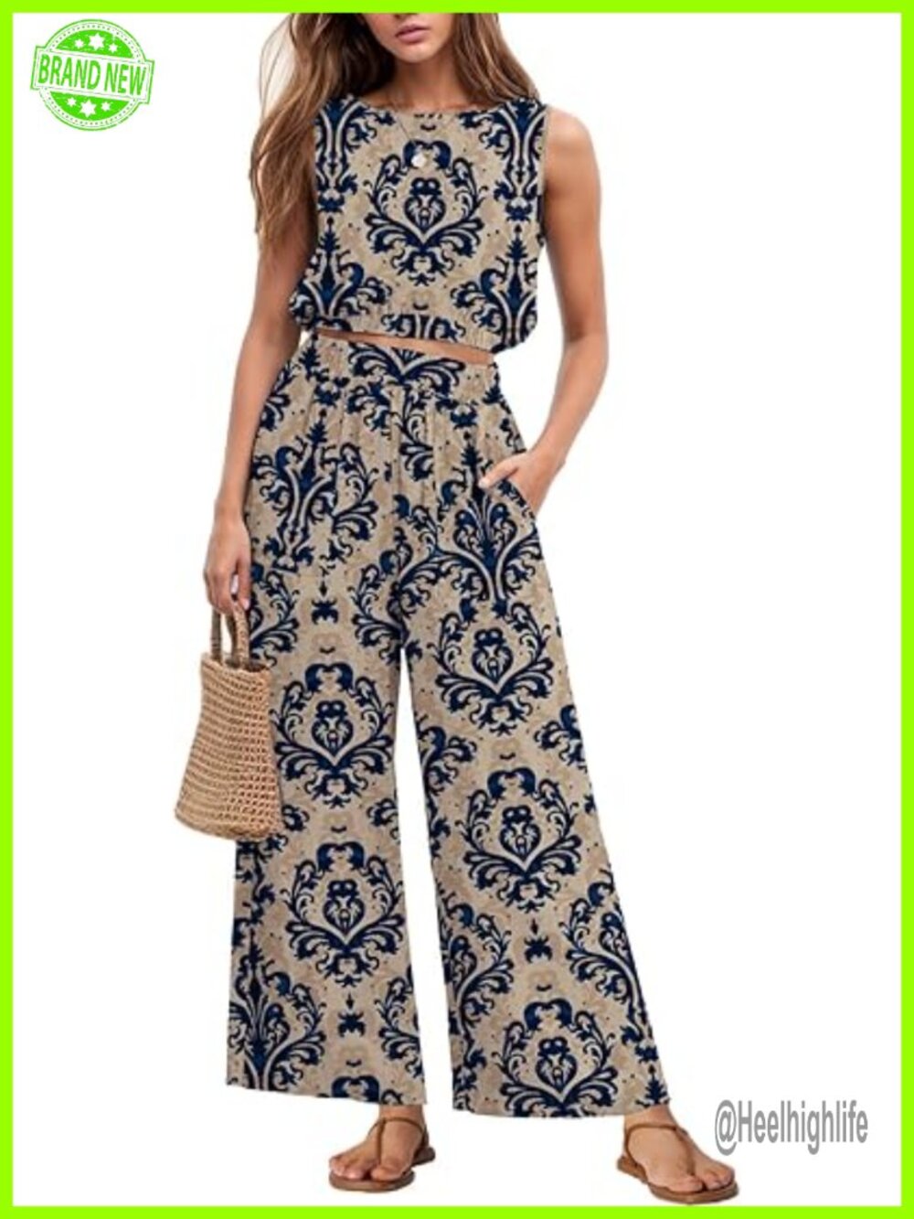 Two Piece Sets for Women Sleeveless Crop Top Wide Leg Pants Sweat Set Tracksuits